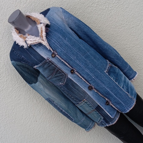 BASTARD DENIM VINTAGE UNISEX PATCHWORK LUXURY DENIM COAT/JACKET - Picture 10 of 16